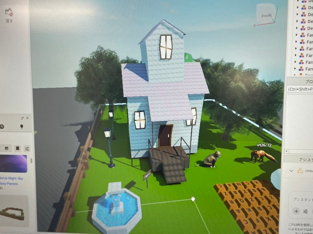A house and garden built by a child, shown on a laptop screen